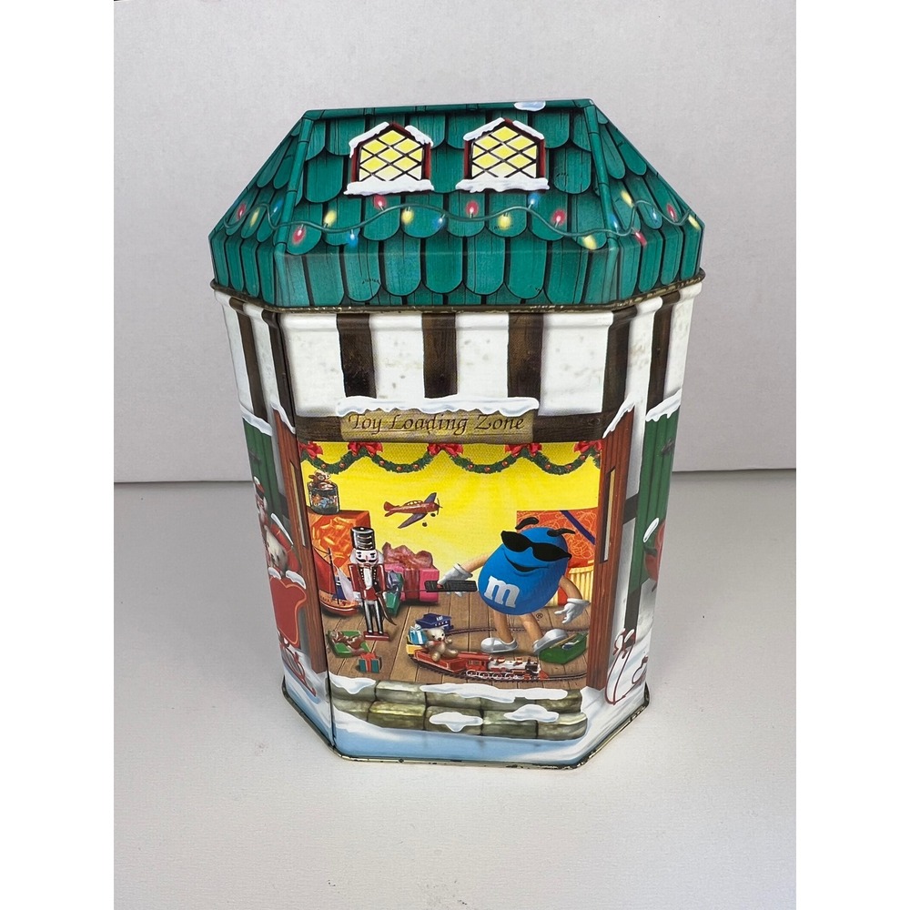 M&M Peanut Christmas Village Series Santa's Workshop Limited Edition‎ Canister